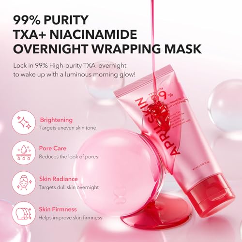 APRILSKIN TXA Glass Skin Duo for Glass Skin: TXA Pink Capsule Gel Mask (4ea) and TXA Overnight Wrapping Mask