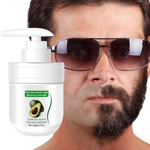Facial Depilatory Cream, Avocado Facial Hair Removal Cream for Women for Upper Lip and Chin, Moisturizing Facial Hair Remover for Body Sensitive Skin, Gentle and Non-irritating 3.52 FL.OZ