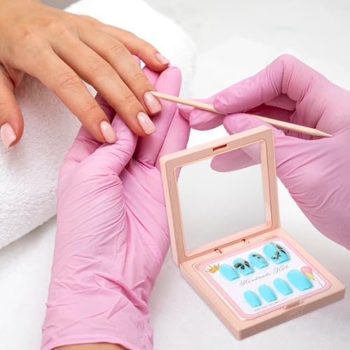 30 Pcs Press on Nail Packaging Box with 90 Pcs Adhesive Double Sided Tape Artificial Nail Display Case Storage Container Box Acrylic Packaging Organizer for Art Home Salon(Pink)