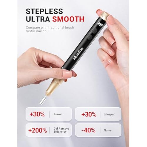 MelodySusie SM180F Nail Drill Cordless with 6pcs Art Brushes Set