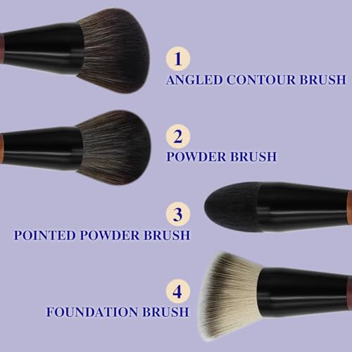 Double Ended Foundation Brush & Blending Brush for Makeup, Soft, Dense Bristles for Sensitive Skin, Duo Blush Brush for Liquid, Powder, Cream, Blending, Buffing?Travel-Friendly, Kabuki Makeup Brushes