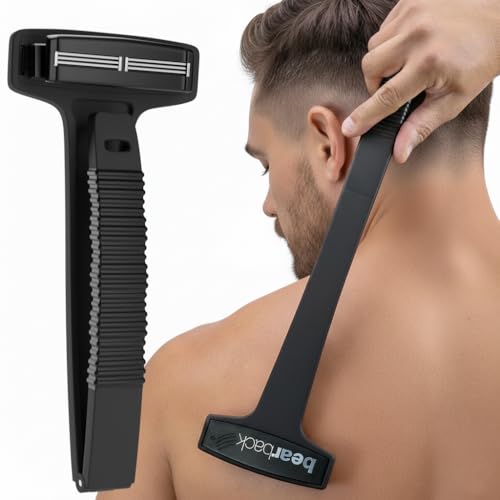 Bearback Back Shaver for Men ? DIY Razor with Pivoting Triple Blades & Folding Handle ? Wet or Dry Back & Body Hair Removal
