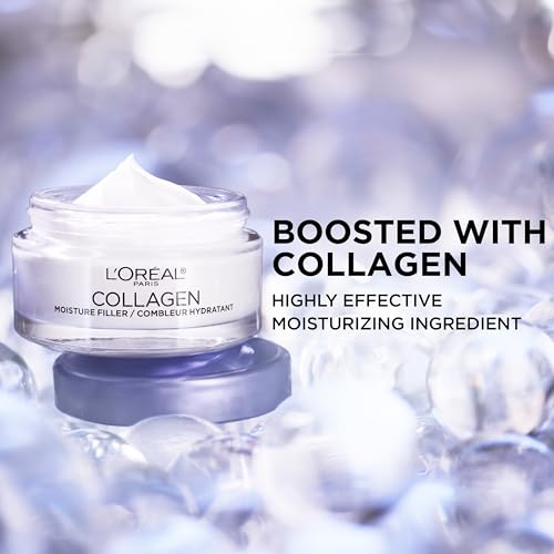 L'Oreal Paris Collagen Moisture Filler Face Cream, Anti-Aging Face Moisturizer, Non-Greasy Fragrance Free Skin Care Formula For Up to 48HR Hydration, 3.4 Oz, (Pack of 2)