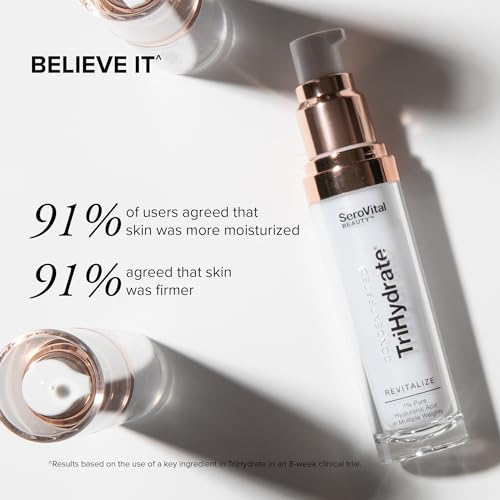 SeroVital Beauty TriHydrate Concentrate ? 3% Multi-Molecular Hyaluronic Acid Serum for Deep Hydration, Visible Plumping & Firming ? Fragrance-Free Daily Hydrating Face Serum - 1 fl oz