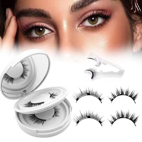 Hunnyfit Magnetic Lashes,2026 New Magnet Eyelashes with Applicator Natural Look,No Glue Needed Reusable Eyelashes Kit for Women(06+03)