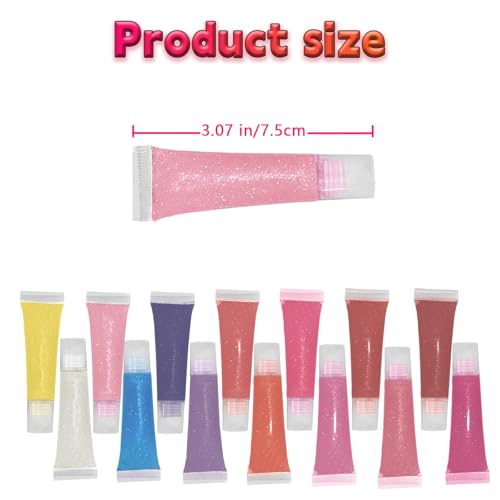 Kids Lip Gloss Set, 14 Colors Girls Lip Gloss with Shimmer, Glossy Lip Gloss for Girls and Teens Age 5+, Birthday Party Favors Gifts, Non-Toxic Fruit Scented (6ml, 14 pcs)