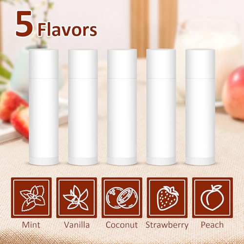 240 Pack Lip Balm Unlabeled, Natural Lip Balm Bulk Blank Tube, Personalized Lip Balms for Party Favors Adults and Bridal Shower Favors or Baby Shower Gifts-5 Flavors