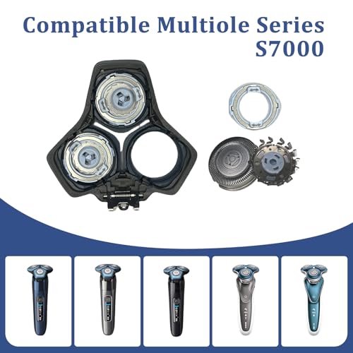 SH71 Replacement Rotary Head Compatible with Philips Norelco Shaver Series 7000 and Series S5500, Metal Wheel Buckle and Upgrade 15 Precision Blades (Black)