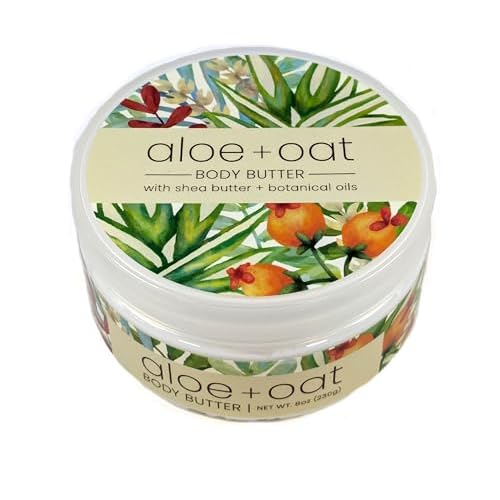 Greenwich Bay Trading Company Botanical Collection: Aloe + Oat Gift Set Bundle - 6.35oz Wrapped Bar Soap + 16oz Body Wash + Body Butter