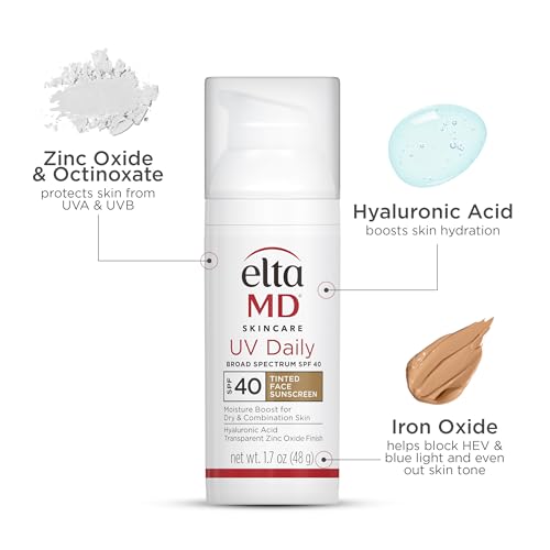 EltaMD UV Daily Face Sunscreen Moisturizer with Zinc Oxide, Daily Face Moisturizer with SPF, Great for Dry, Combination, and Normal Skin