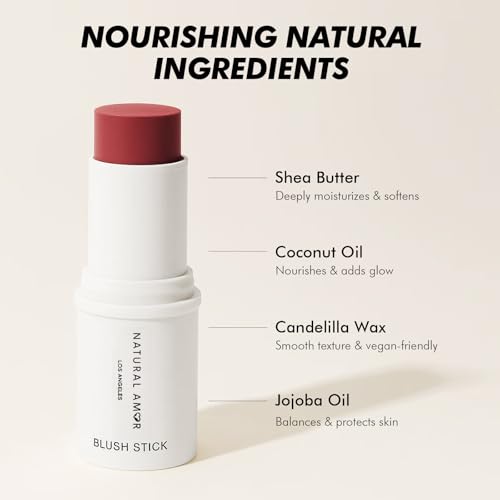 Natural Amor Blush Stick, Multi Use Makeup Stick for Eyes, Cheeks & Lips, Natural Ingredients, Dried Rose, 0.28oz