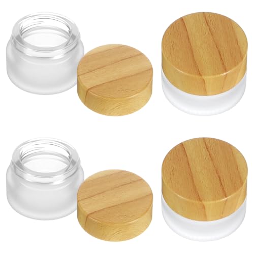 32 Pcs Glass Cosmetic Containers 5 Grams Round Frosted Cosmetic Jars with Leak proof lids Empty glass sample Jars Scrub Balm Lotions Sample Containers for Makeup Lotion Lip Balm Eye Cream