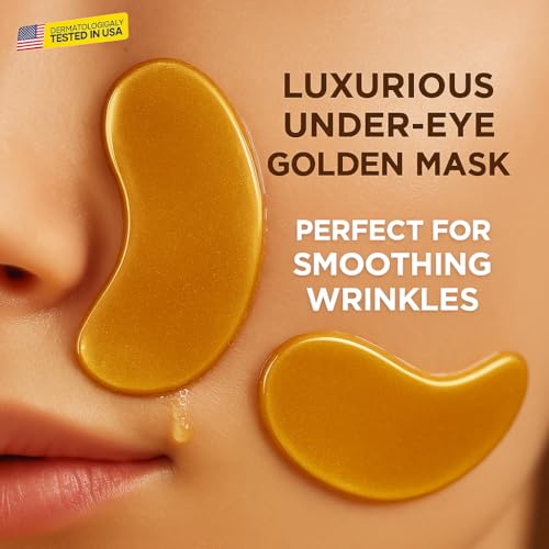 Under Eye Patches ? 20 Pairs Collagen Gold Eye Mask with Hyaluronic Acid, Green Tea, Aloe & Matcha ? Puffy Eyes, Dark Circles, Wrinkles & Bags Treatment ? For All Skin Types