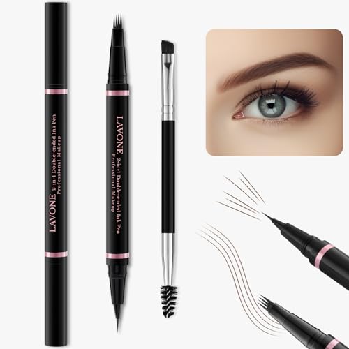 2-in-1 Waterproof Eyebrow Pen and Ultra-Precise Pencil with Dual-ended Brow Brush - Zok Dark Brown