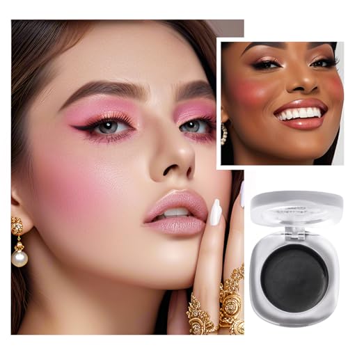 Color Changing Blush,Magical Temperature Change Powder Blusher Cream For Cheeks £¬Eyes And Lips Tint Makeup,Lasting Moisturizing Rouge, Brightening, High Gloss Black Powder Blusher Cream (Pink+Rose)