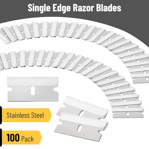Bates Single Edge Razor Blades, 100 Pack, Stainless Steel Straight Edge Razor Blades