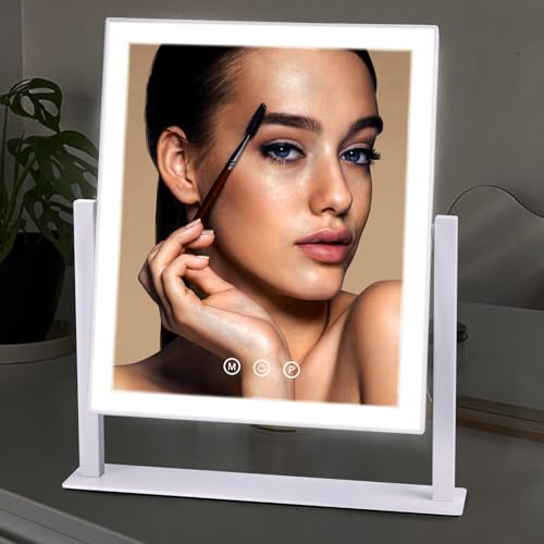Lyeasw Makeup Vanity Mirror with Lights, Lighted Hollywood White Makeup Mirror with 3 Color Lighting Modes, Smart Touch Control, 360¡ÆRotation