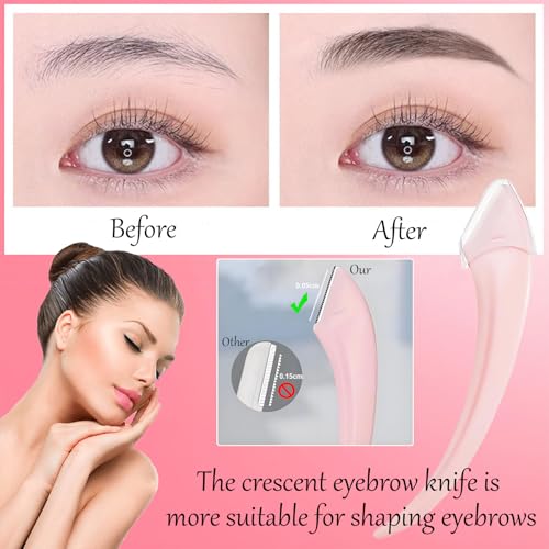 4PCS Eyebrow Trimmer Set, Eyebrow Trimmer Scissors with Comb, Curved Eye Brow Razor, Long Eyebrow Knife, Protable Razor, Waterproof Stainless Steel Facial Body Hair Removal Grooming