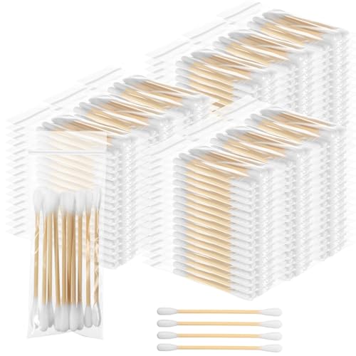 Demissle 120 Pack Cotton Swabs Travel Size, 10 Pcs Per Pack Individually Wrapped Cotton Swab Double Tipped Wooden Sticks for Ear Make up Hotel Toiletries Essentials Supplies