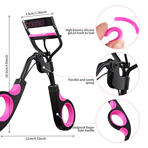 Docolor 4 in 1 Lash Curler Kit with 6 Extra Replacement Refill Pads+17Pcs Morandi Makeup Brushes with Makeup Bag and Makeup Sponge and Brush Protector Professional Face Powder Kabuki Foundation Blus