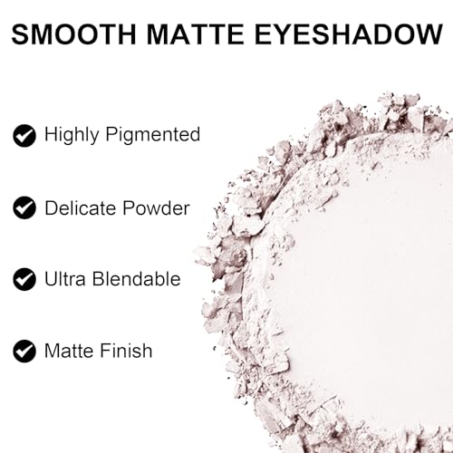Single Matte Eyeshadow, Off White Eye Shadow, Ultra-fine Lightweight Powder, Brightenning Primer Base Eyeshadow, High Pigment, Long Lasting, Multiuse Blendable Korean Eyes Makeup, Moonlight