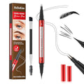DUDUDU Eyebrow Pencil for Women - Microblading Eyebrow Pen with Dual-Ended Design featuring 2-Fork Tip & Fine Single Brush-Tip, Waterproof, Creates Natural Hair-Like Strokes, Long-Lasting Black