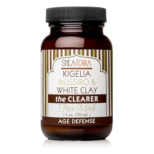 Shea Terra Kigelia Age Defense Clearing Face Mask ? Natural Anti-Aging Face Mask with Mussiro & White Clay for Bright, Baby-Soft, Even Skin Tone ? Purifying & Hydrating Skincare for Blemishes ? 5 oz