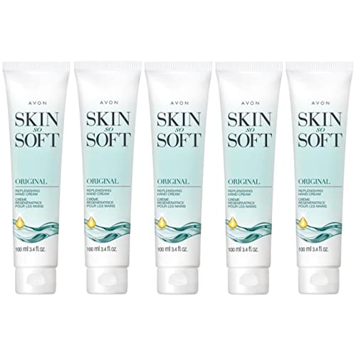 Avon Skin So Soft Original Replenishing Hand Cream ? 5 Pack, 3.4 fl. oz. ? With Jojoba Oil for 24+ Hour Moisturization, Nourishes & Softens, Fresh Herbal Scent, Dermatologist Tested