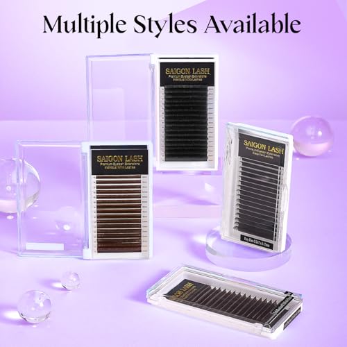 Eyelash Extensions, Mink Lash, Volume & Classic Lashes for Professionals, J/B/C/CC/D/L/M Curl, 4-15mm Length, Soft Korean PBT Fiber, 16 Rows Lash Tray (Dark brown-CC-0.05-8-15mm)