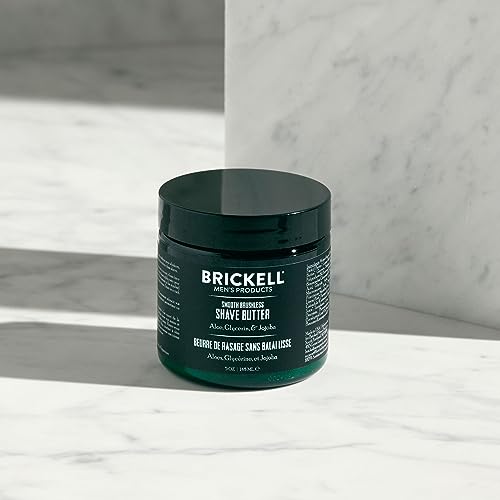 Brickell Men's Smooth Brushless Shave Butter for Men, Natural and Organic Smooth Shaving Butter to Fight Nicks, Cuts and Razor Burn, 5 Ounce, Scented