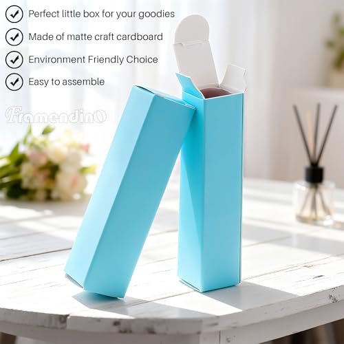 Framendino, 50 Pack Blue Kraft Lipstick Boxes Rectangle Reusable Lip Balm Packaging Cases Gift Wrapping Box for DIY
