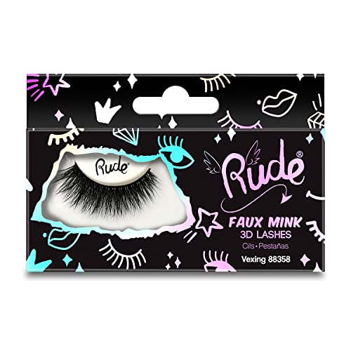 Essential Faux Mink 3D Lashes - Vexing by Rude Cosmetics for Women - 1 Pair Eyelashes