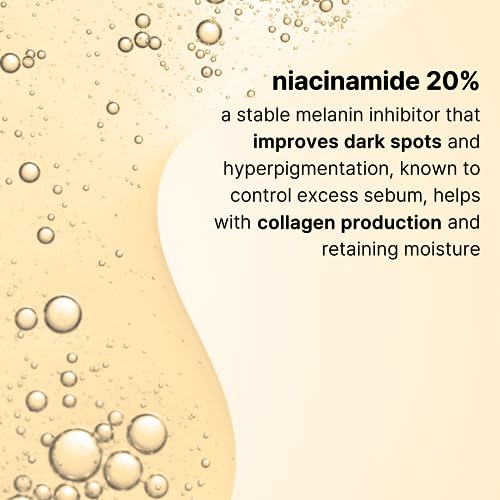 Niacinamide 20% + Hyaluronic Acid 1% Serum for Face w/Green Tea Extract - Pore Minimizer, Even Skin Tone, Fine Line Vitamin B3 Beta-Glucan Korean Skincare