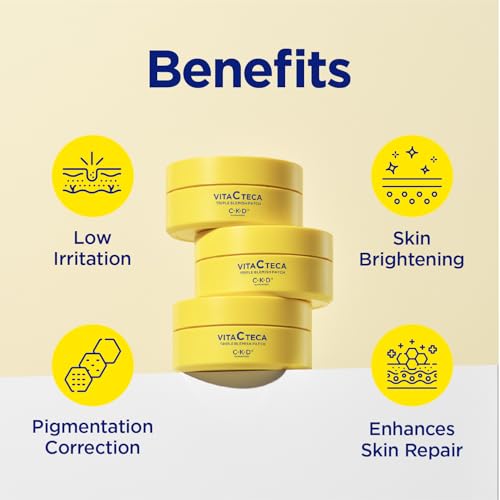 CKD Triple Blemish Under Eye Gel Patch 60 Counts - Hydrogel Spot Treatment, Gentle Formula for Blemish Improvement, Even Tone and Minimize Puffiness with 99% Pure Vitamin C and Teca.