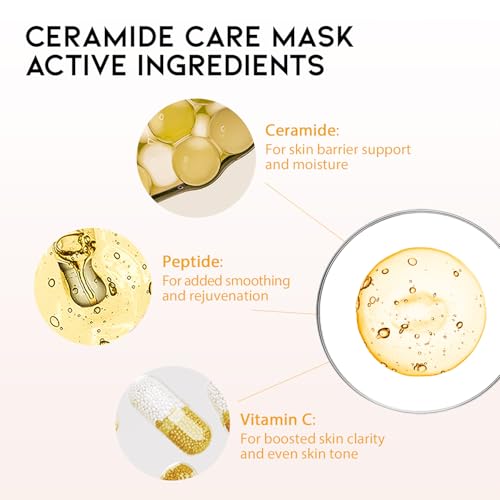 #OOTD Hydrating Soothing Sheet Masks Gift Set for Skincare, Korean Vegan Sheet Mask for Dry, Sensitive Skin, Calming, Smoothing, Brightening, Collagen, Ceramide, Cica, Hyaluronic Acid 30EA