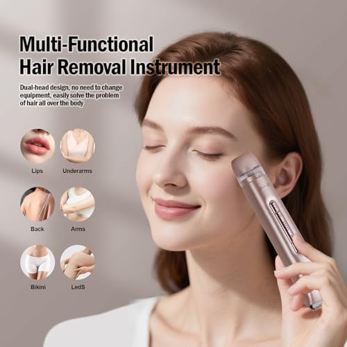 Dual Head 2-in-1 Women's Electric Shaver, Wet & Dry, IPX7 Full Body Waterproof, Bikini Trimmer and Facial Epilator in One Design, Full Body, Pink
