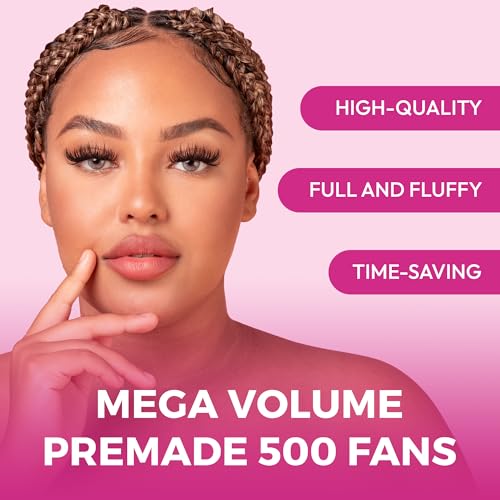 Eyesy Lash 500 Promade Fans - Volume Premade Lash Fans for Eyelash Extensions Pointy Base Handmade Loose Pre Made Eyelashes Middle Stem Soft and Lightweight (10D 0.07 C 12mm)