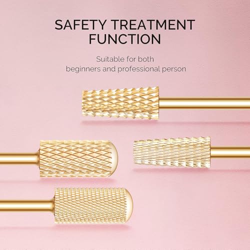 GLIX 13-Piece Professional Nail Drill Bits Set, Gold Tungsten Carbide E File Bits for Acrylic Nails & Gel Polish Removal, Ambidextrous Left/Right Hand Kit with 2XC Typhoon & Safety Cuticle Clean Bits