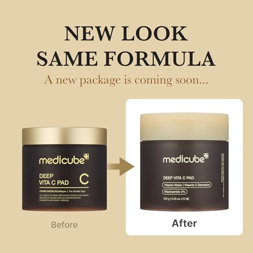 medicube Glass Skin Duo for Uneven Skin: Deep Vita C Toner Pads and Deep Vitamin C Golden Capsule Face Moisturizer