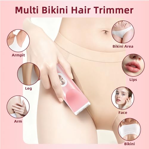 dermave Bikini Shaver, Painless Bikini & Facial Hair Removal, IPX7 Waterproof Electric Shaver for pubic Hair, Designed for Sensitive Skin,Portable for Travel,USB Rechargeable, Gifts for Women