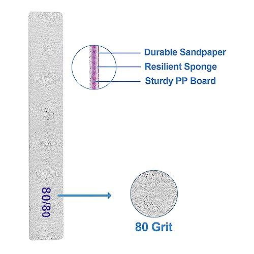 80/80 Grit Nail Files (100 Pcs), Coarse Emery Boards for Acrylic Nails and Gel Nails, Nail File Double Sided 80 Grits Emory Professional Nail Filers Pack