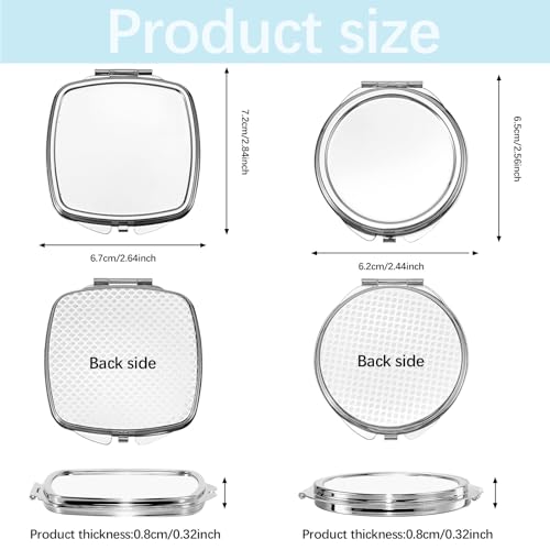 12 Sets Sublimation Blanks Compact Mirror Bulk,Double Sided Folding Pocket Makeup Mirror, Round/Square Handheld Mirrors for Purse, DIY Heat Transfer Crafts Supplies