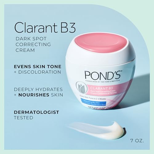 POND'S Clarant B3 Dark Spot Correcting Cream ? Daily Moisturizer for Dry Skin ? Moisturizing Face Cream with Vitamins B3 & C-? Dermatologist Tested,7 oz,(Pack of 4)