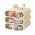 3-Tier Drawer Makeup Organizer for Vanity Small Desk - Non-Stackable Clear Front Cosmetic Storage Holder for Bathroom Counter & Office Desktop -7.9x7.5x7.3in (Cream White)
