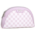 BOYATU Vegan Leather Cosmetic Bag: Refined Pattern Pouch with Built-In Tethered Pull-Out Mirror - Quick Touch-Ups Anywhere - Compact&Lightweight Easy to Carry(021-Purple)