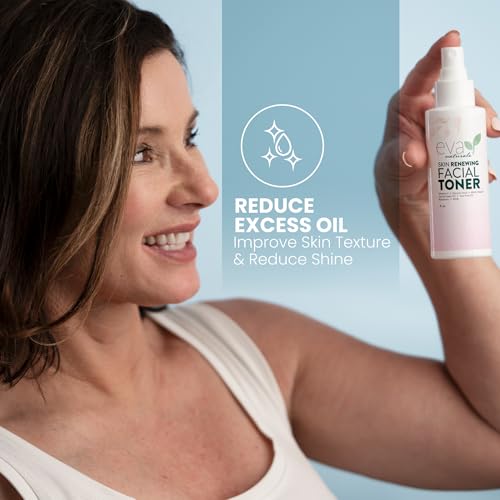 Eva Naturals Witch Hazel Face Toner ? Hydrating & Clarifying Toner with Glycolic Acid, Vitamin C & Aloe for Acne, Oily, Dry & Sensitive Skin, Pore Tightening Facial Mist for Balanced Glow (4oz)