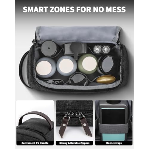 ZOMFELT Toiletry Bag for Men, Dual Layers Canvas Travel Toiletries Bag, Water-Resistant Travel Organizer with Elastic, Large Capacity Dopp Kit, Hanging Shaving Hygiene Bag, Black, L