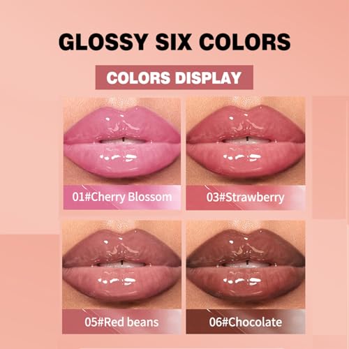 4 Colors Jelly Tinted Lip Serum Gloss,Hydrating Nourishing Lip Plumping,Long-Lasting Moisturizing with Polypeptide,Non-Sticky Glossy Lip Glaze Makeup