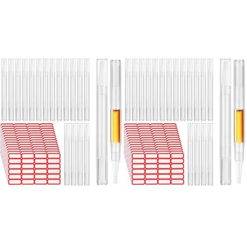 Beaupretty 40pcs 3ml Cuticle Oil Pen with Stickers Refillable Empty Twisting Pens Sample Lip Gloss Pens With Brush Tip for Traval (Pack of 2)