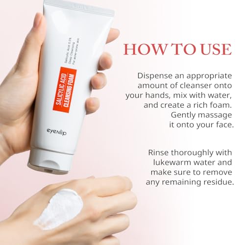 Salicylic Acid Cleansing Foam 5.07 fl oz - Gentle Exfoliating Face Wash with Tea Tree and Charcoal for Clear, Refreshed Skin, Korean Skincare
